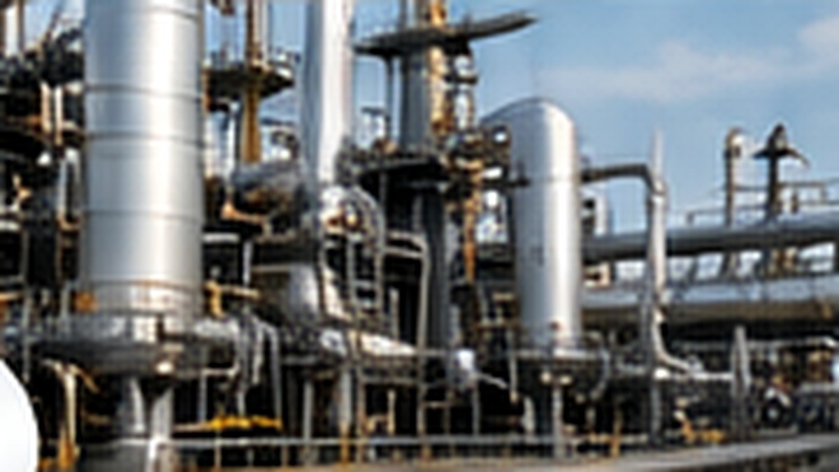 Industrial process installation with controlled pipework and gas equipment.